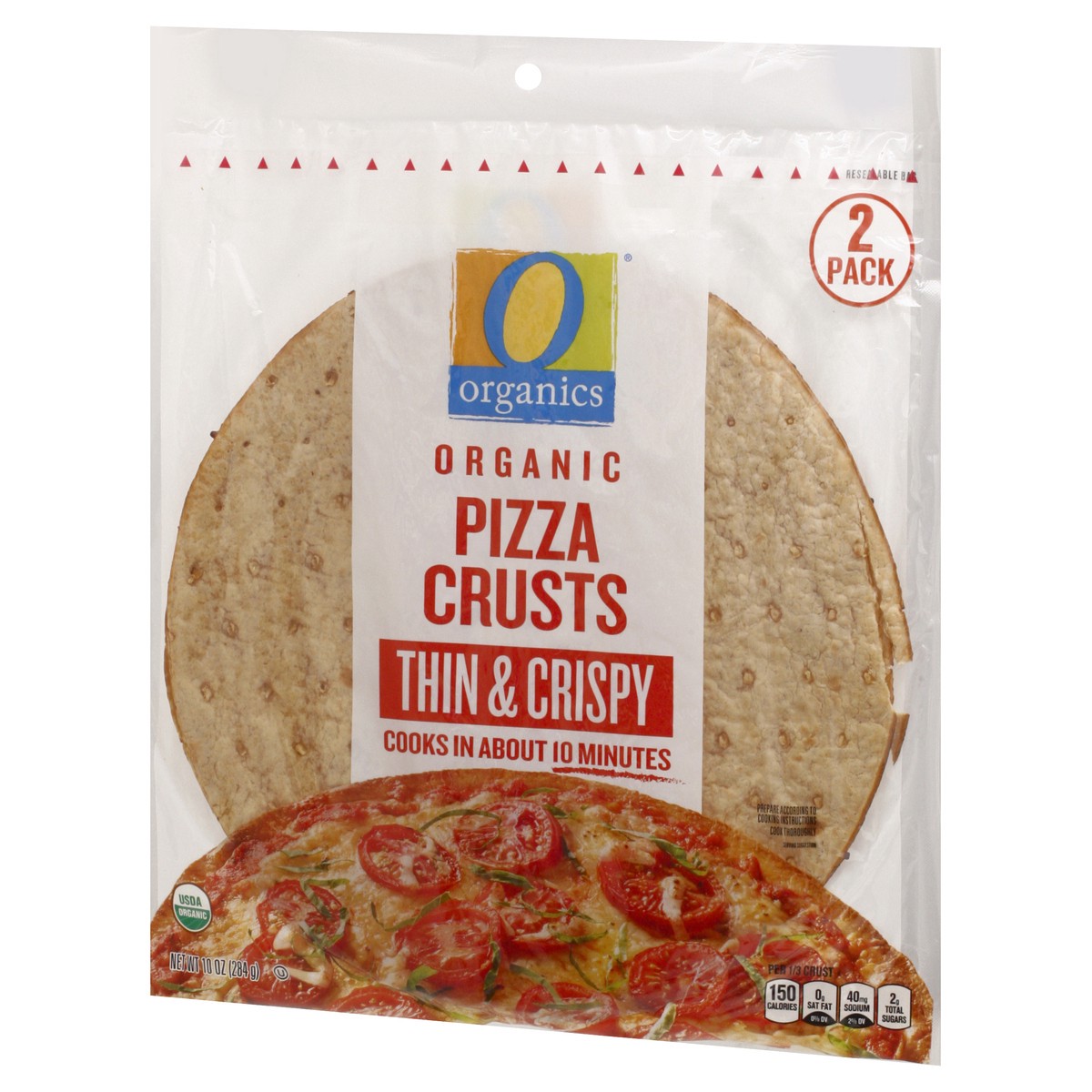 slide 8 of 9, O Organics  Pizza Crust Thin Crispy, 2 ct