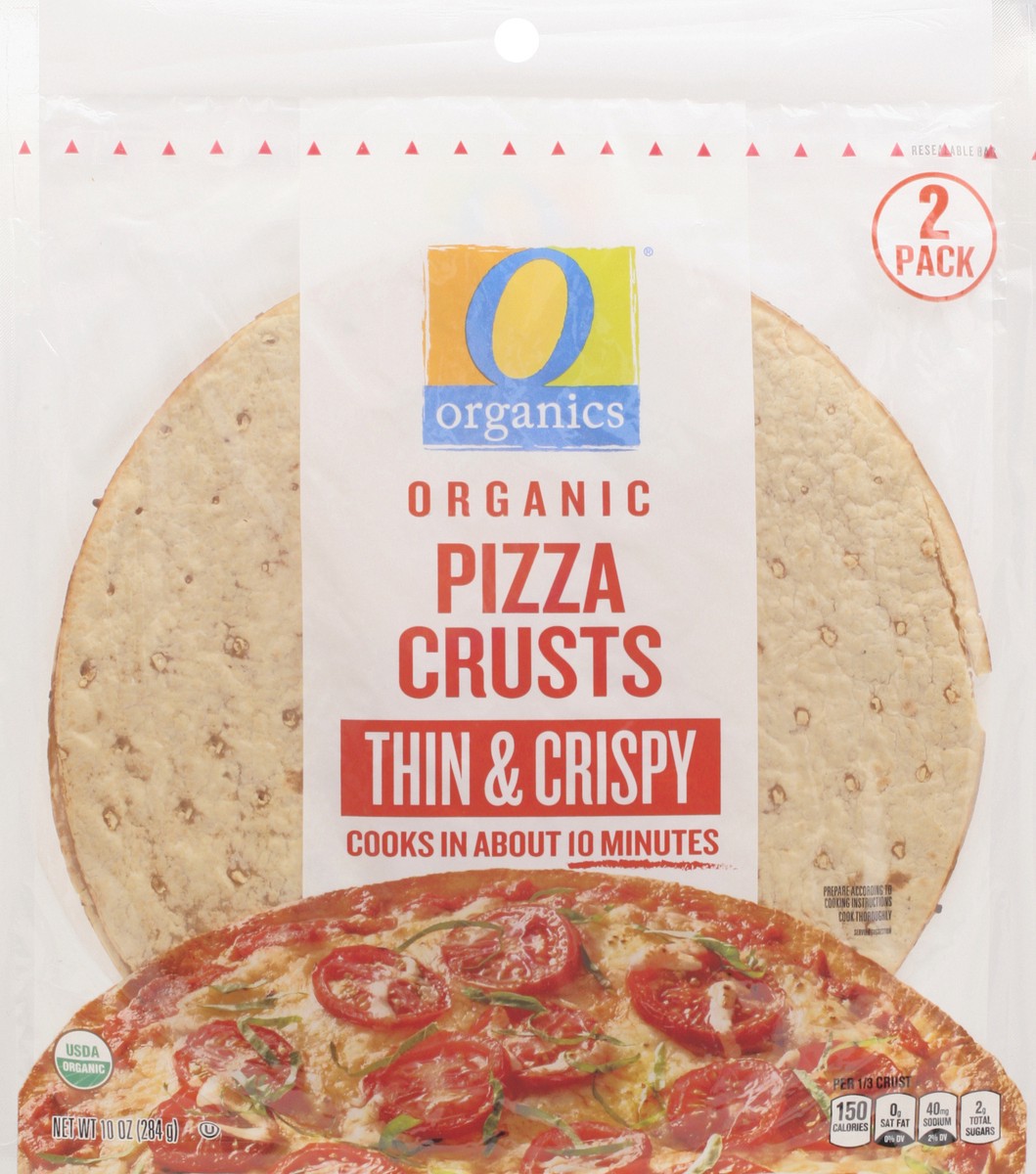 slide 6 of 9, O Organics  Pizza Crust Thin Crispy, 2 ct