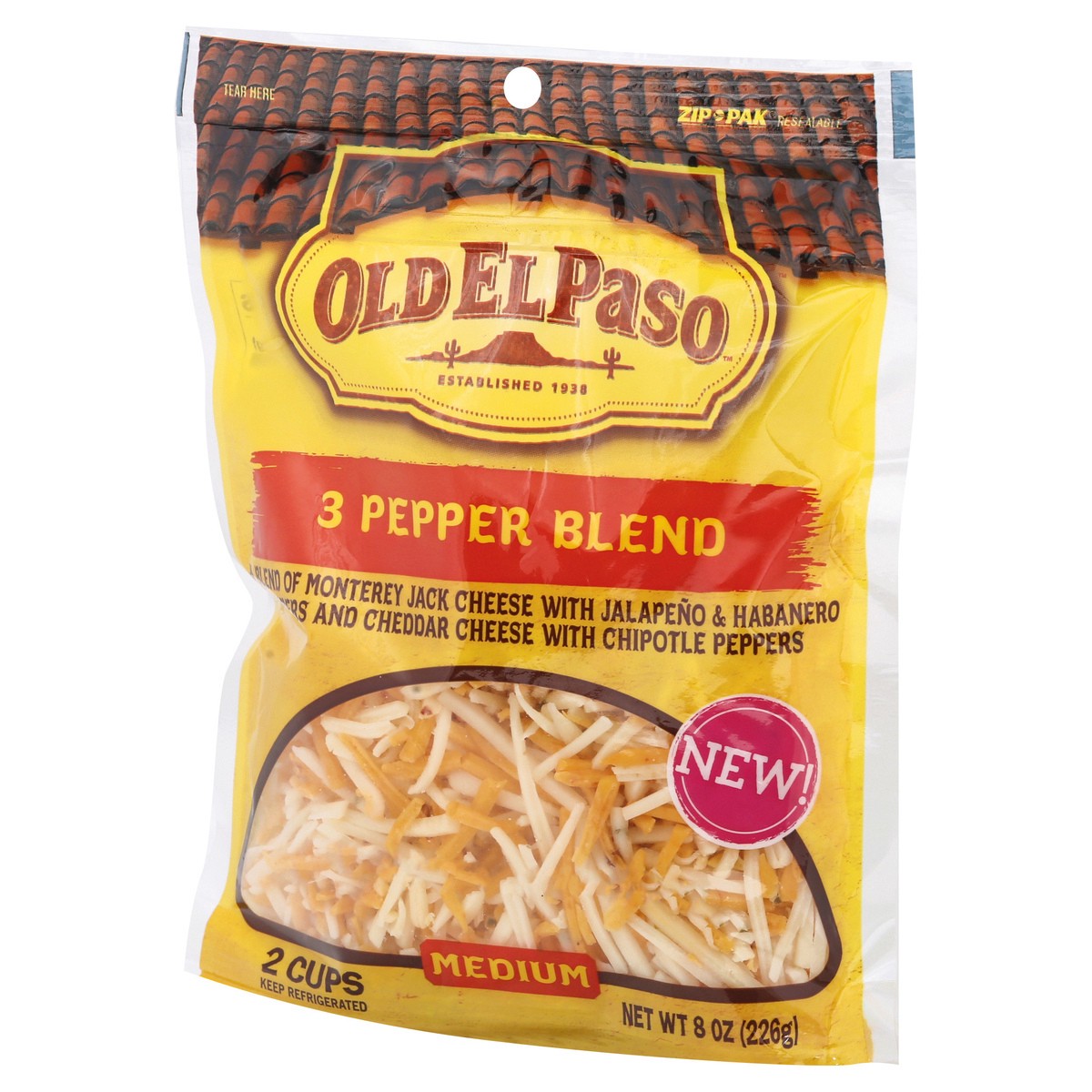 slide 3 of 10, Old El Paso Cheese, 3 Pepper Blend, Medium, 8 oz