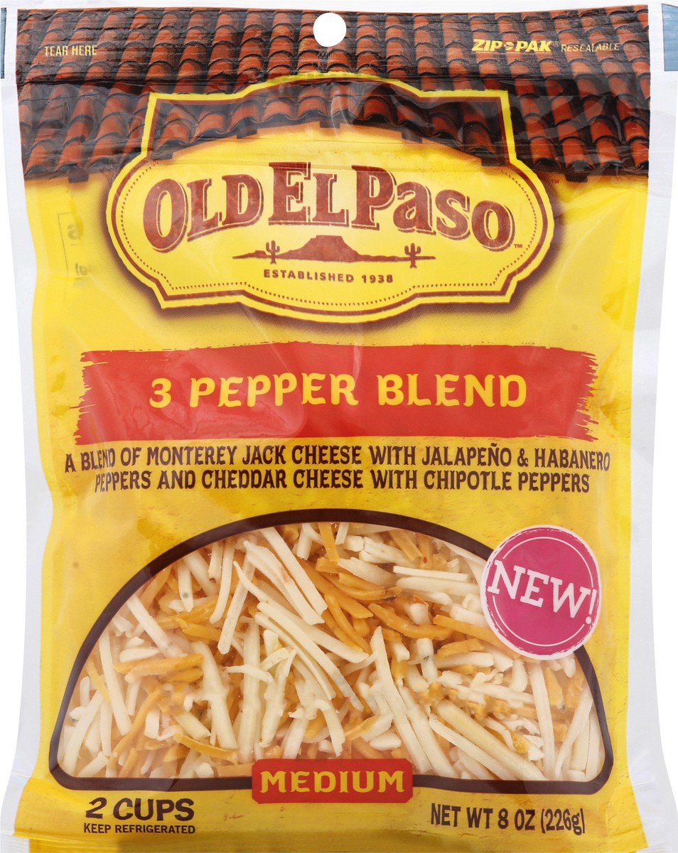 slide 9 of 10, Old El Paso Cheese, 3 Pepper Blend, Medium, 8 oz