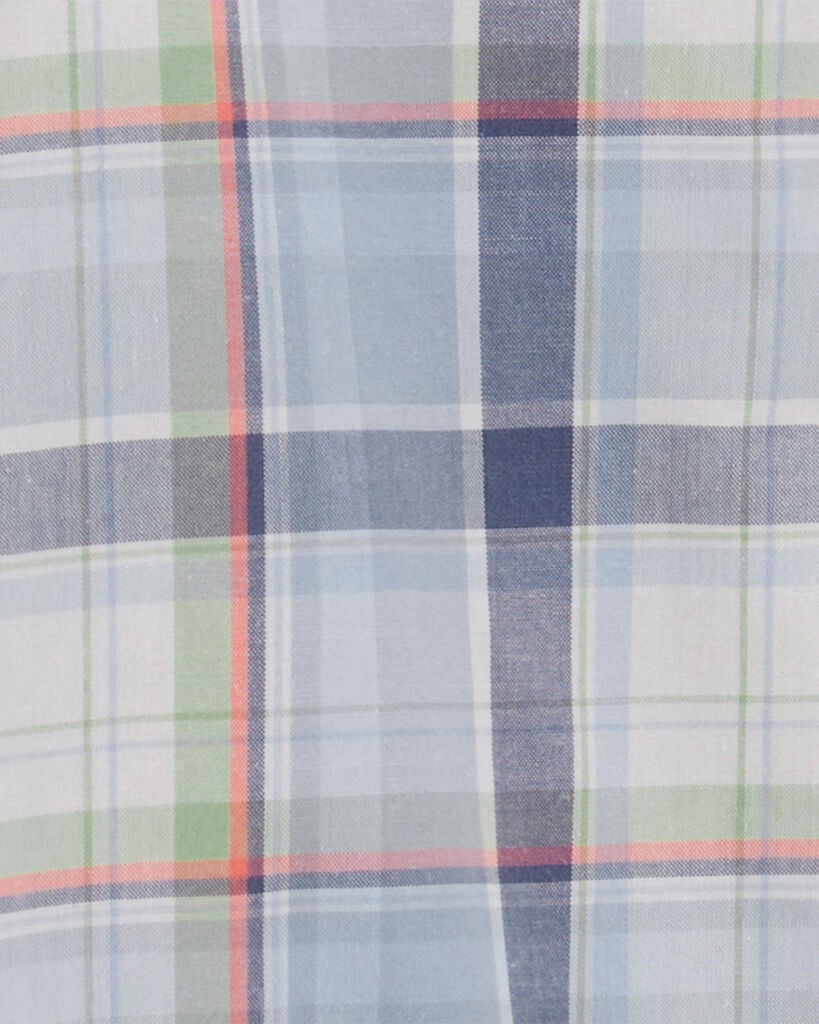 slide 3 of 3, Oshkosh Baby Plaid Button-Front Bodysuit Blue 12M, 1 ct