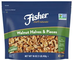 Fisher Chef's Naturals Walnut Halves & Pieces 16 oz. Bag
