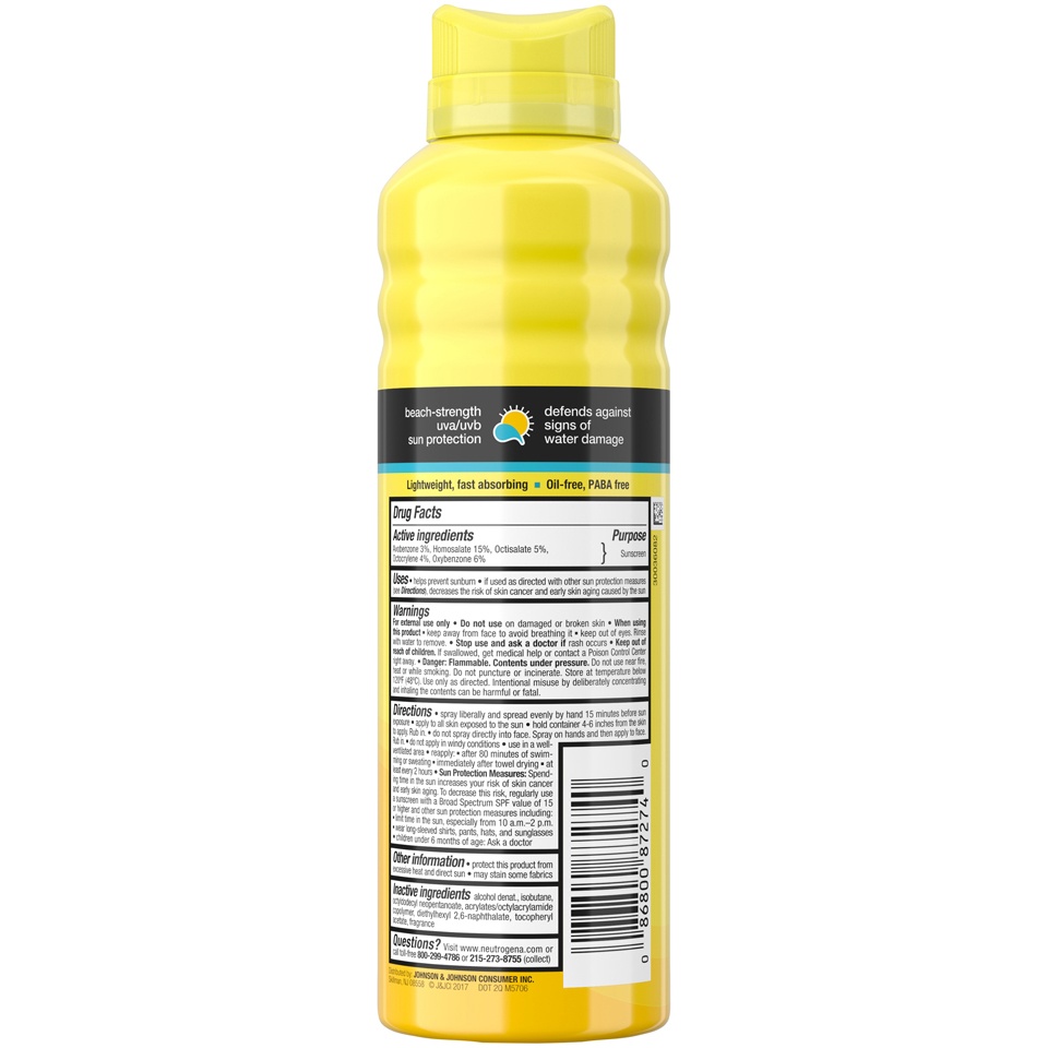 slide 6 of 6, Neutrogena Beach Defense Broad Spectrum Sunscreen Body Spray - SPF 70, 6.7 oz