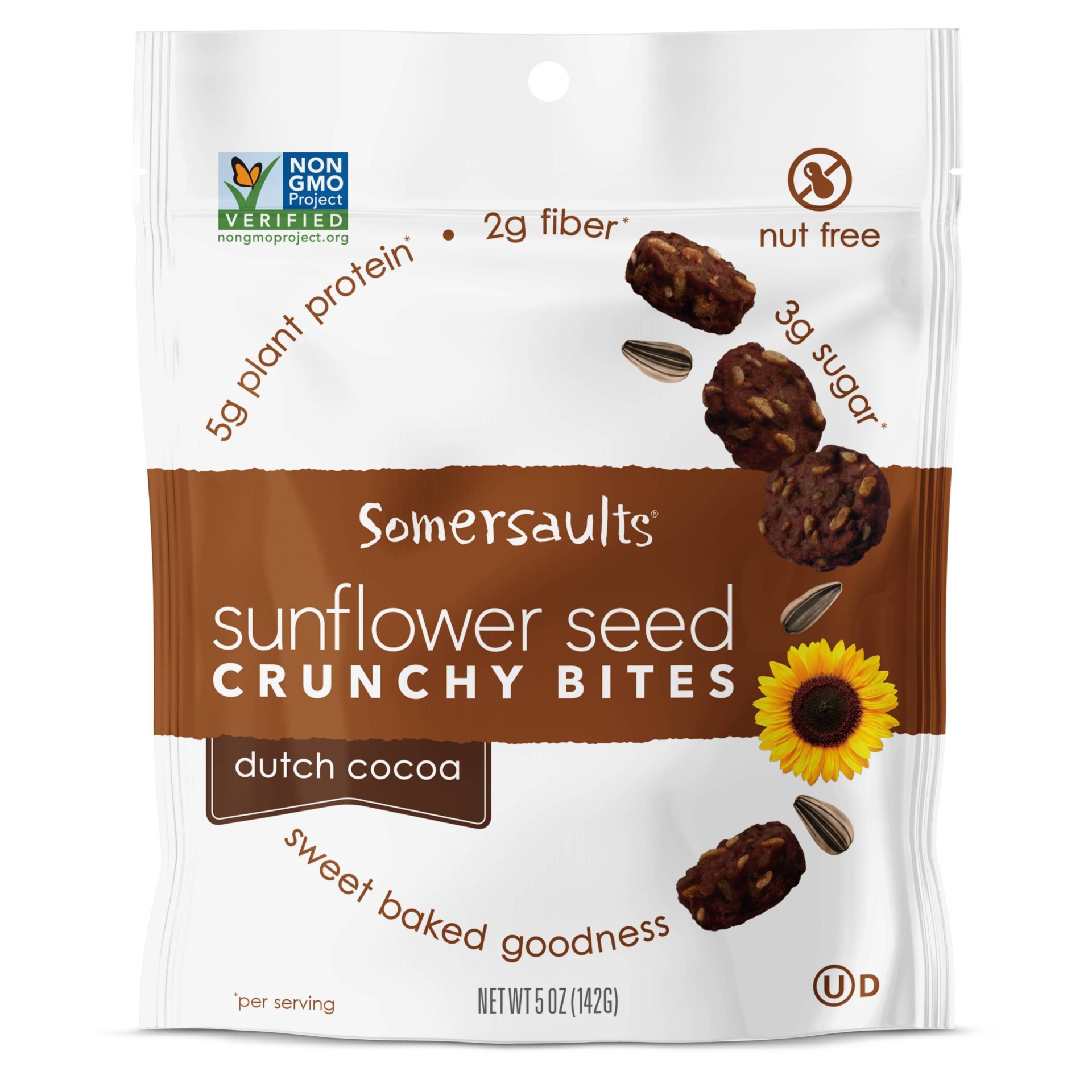 slide 1 of 1, Somersaults Dutch Cocoa Sunflower Seed Crunchy Bites, 6 oz