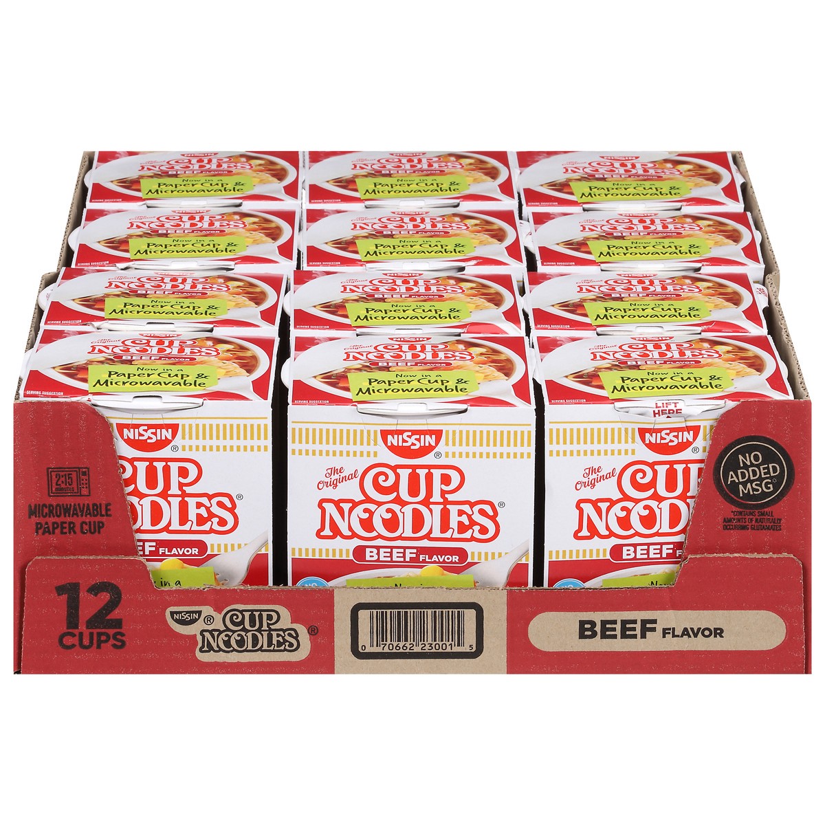 slide 1 of 9, Nissin Cup Noodles Beef Flavor Ramen Noodle Soup 12 - 2.25 oz Cups, 12 ct