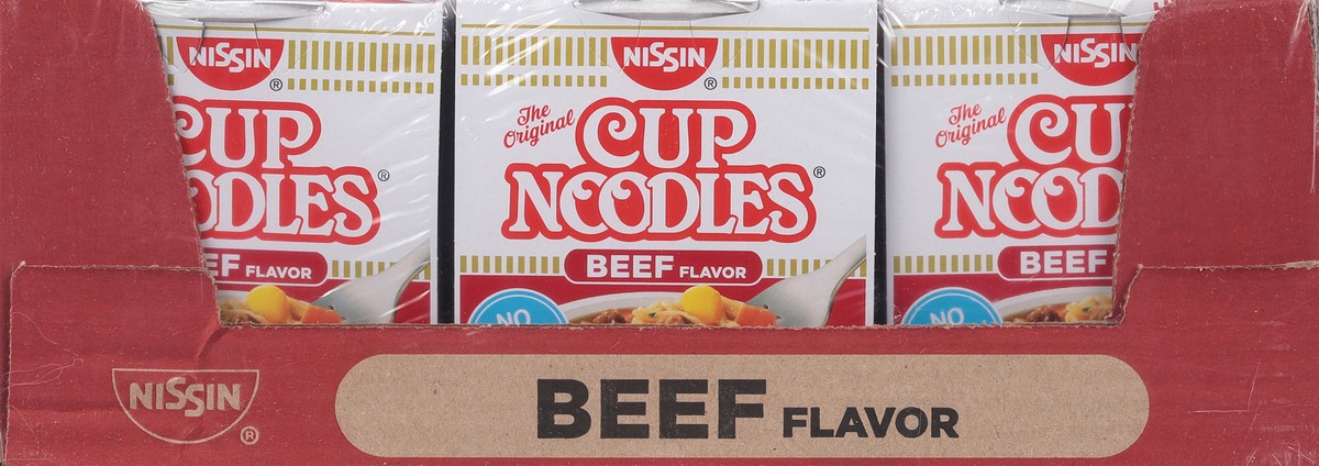 slide 6 of 9, Nissin Cup Noodles Beef Flavor Ramen Noodle Soup 12 - 2.25 oz Cups, 12 ct