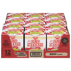 Nissin Beef Flavor Cup Noodles 12 - 2.25 oz Cups