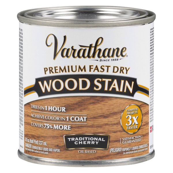 slide 1 of 1, Varathane Premium Fast Dry Wood Stain - 262027, Half Pint, Traditional Cherry, 1/2 pint