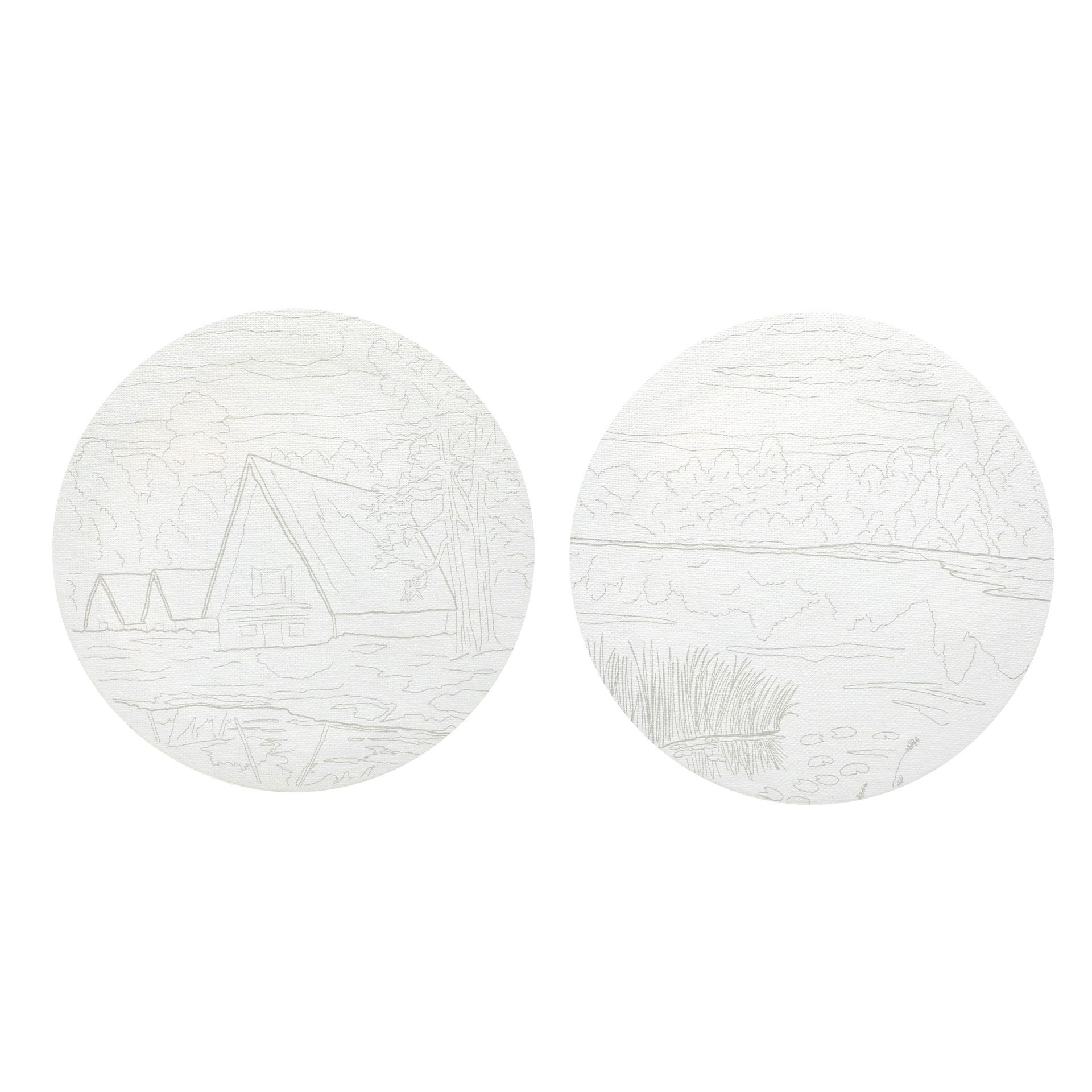 slide 3 of 6, 7" Lake & Cabin Round Canvas Painting Kit By Craft Smart, 7 in