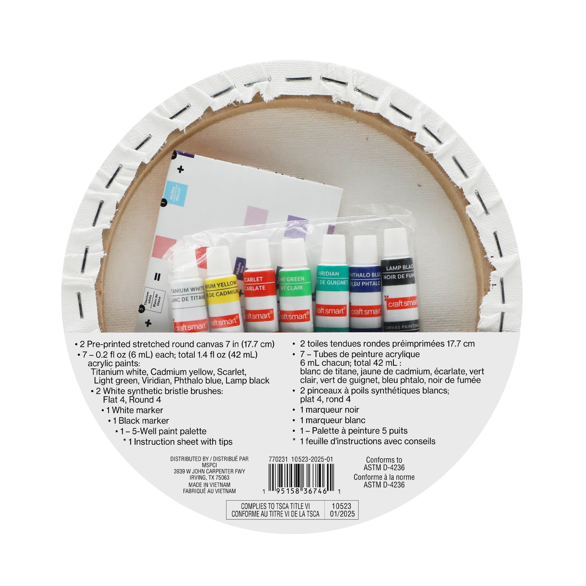slide 6 of 6, 7" Lake & Cabin Round Canvas Painting Kit By Craft Smart, 7 in