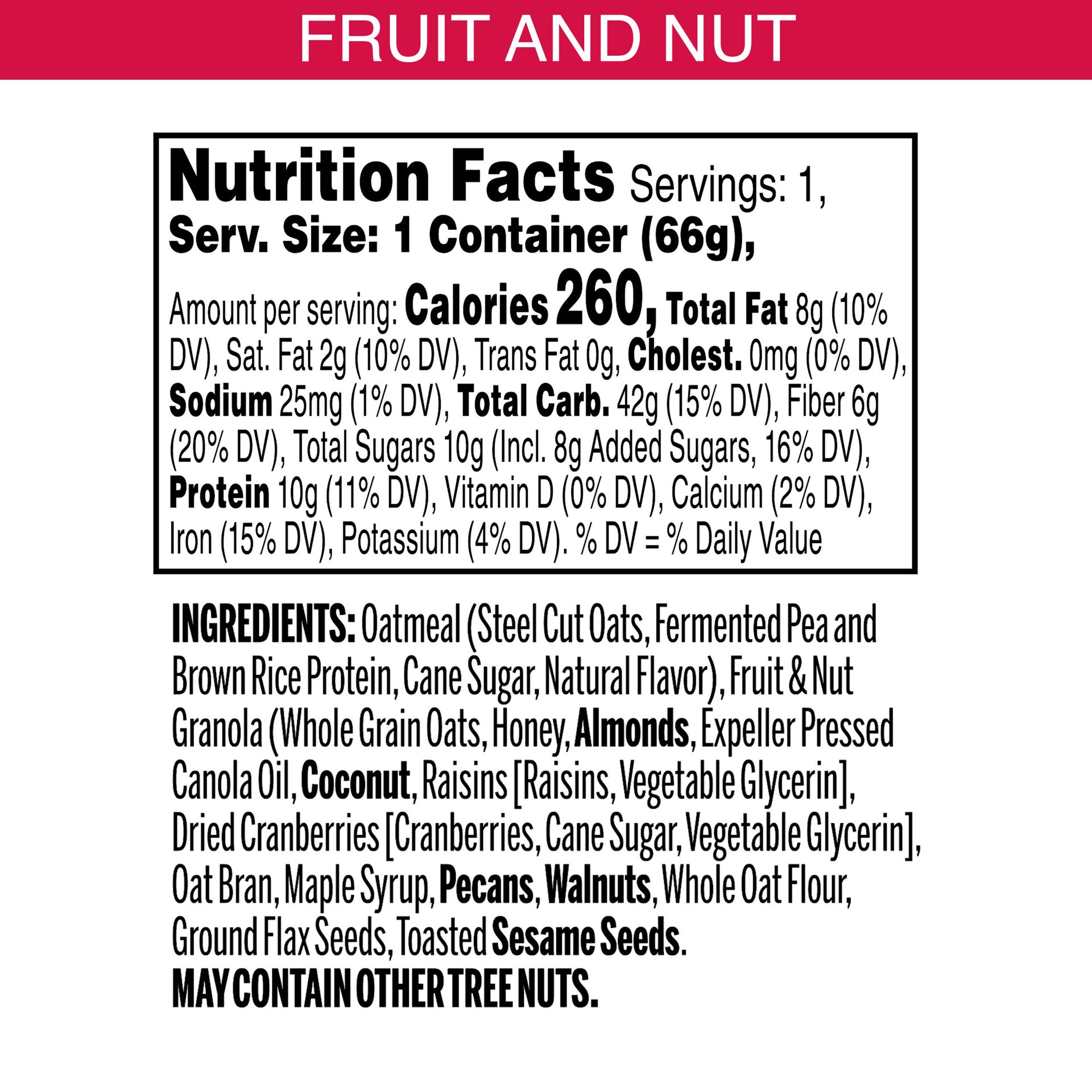 slide 2 of 5, Bear Naked Granola and Steel Cut Oatmeal, Whole Grain Breakfast, Fiber Snacks, Fruit and Nut, 2.3oz Cup, 1 Cup, 2.3 oz