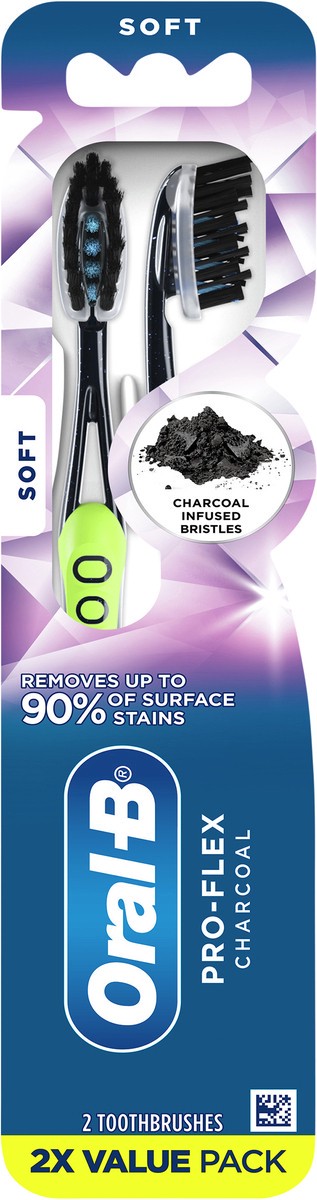 slide 6 of 6, Oral-B Pro-Flex Charcoal Manual Toothbrush, Soft, 2 Count, 2 ct