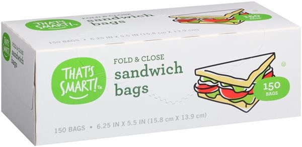 slide 1 of 1, That's Smart! ThatS Smart! Fold & Close Sandwich Bags, 150 ct