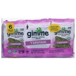 gimMe Organic Roasted Teriyaki Seaweed Snacks Value Pack 6 - 0.17 oz Trays