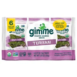gimMe Organic Roasted Teriyaki Seaweed Snacks Value Pack 6 - 0.17 oz Trays