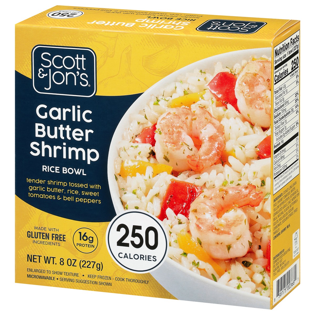 slide 2 of 9, Scott & Jon's Garlic Butter Shrimp Frozen Meal, 9.6 oz