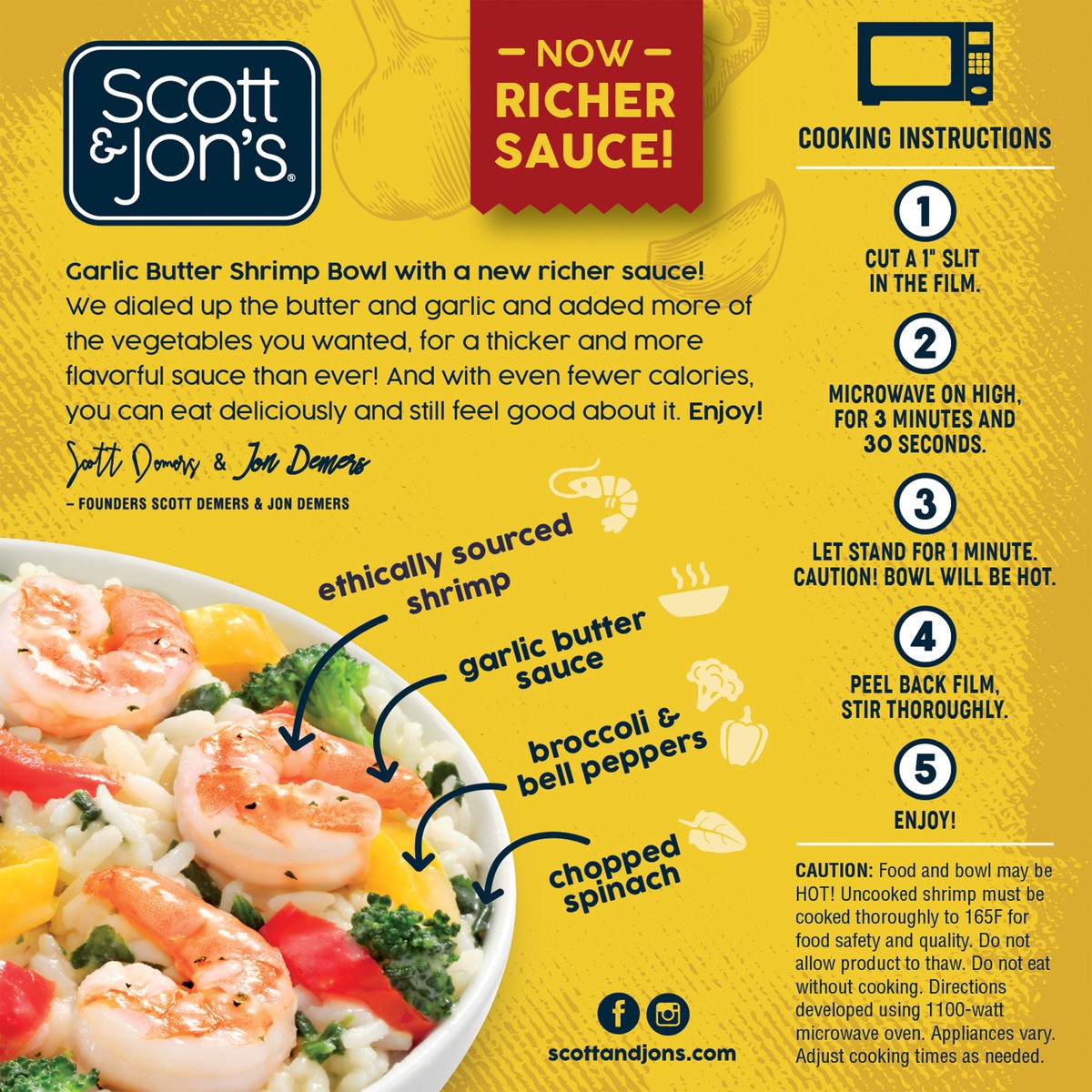 slide 4 of 9, Scott & Jon's Garlic Butter Shrimp Frozen Meal, 9.6 oz