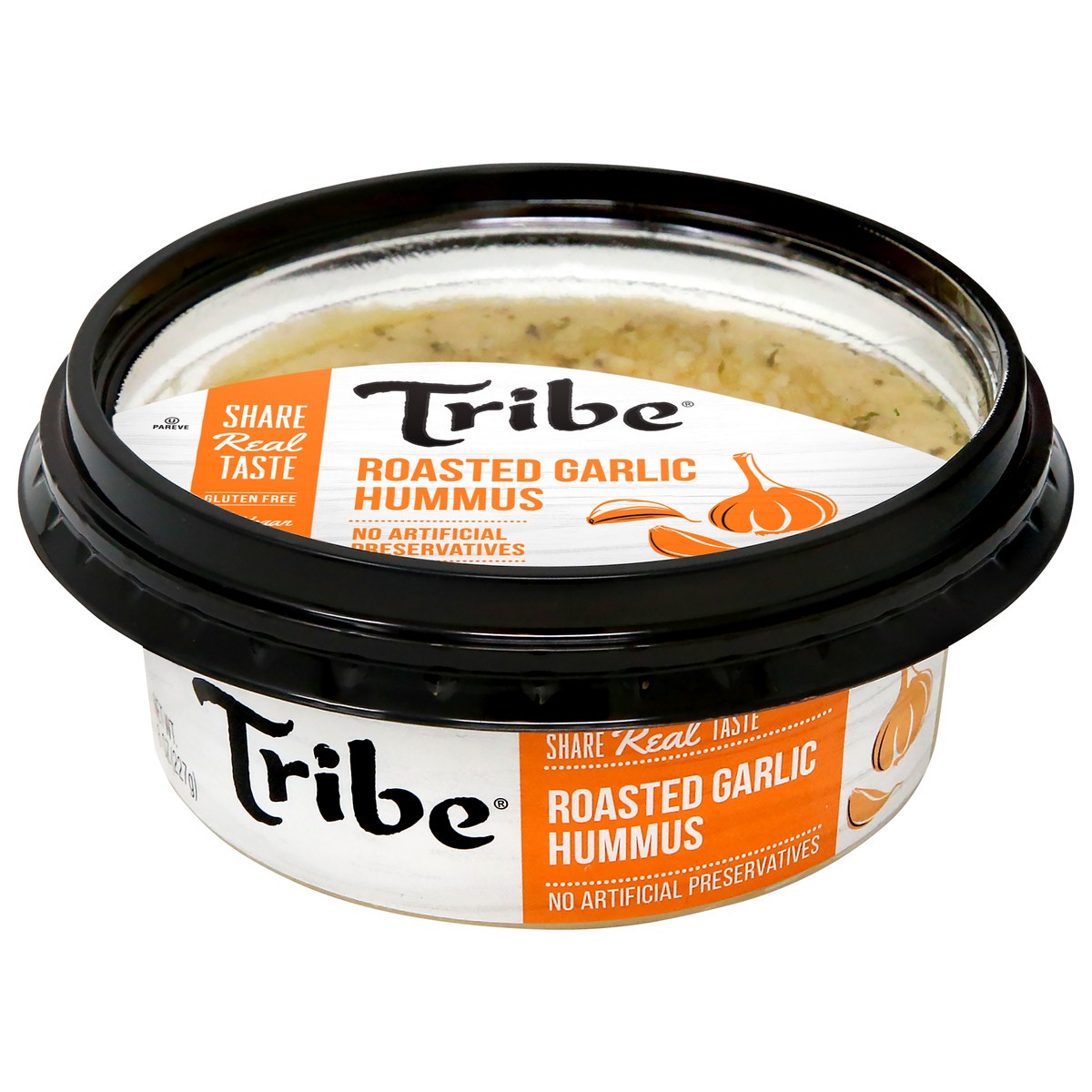 slide 1 of 9, Tribe Roasted Garlic Hummus, 8 oz