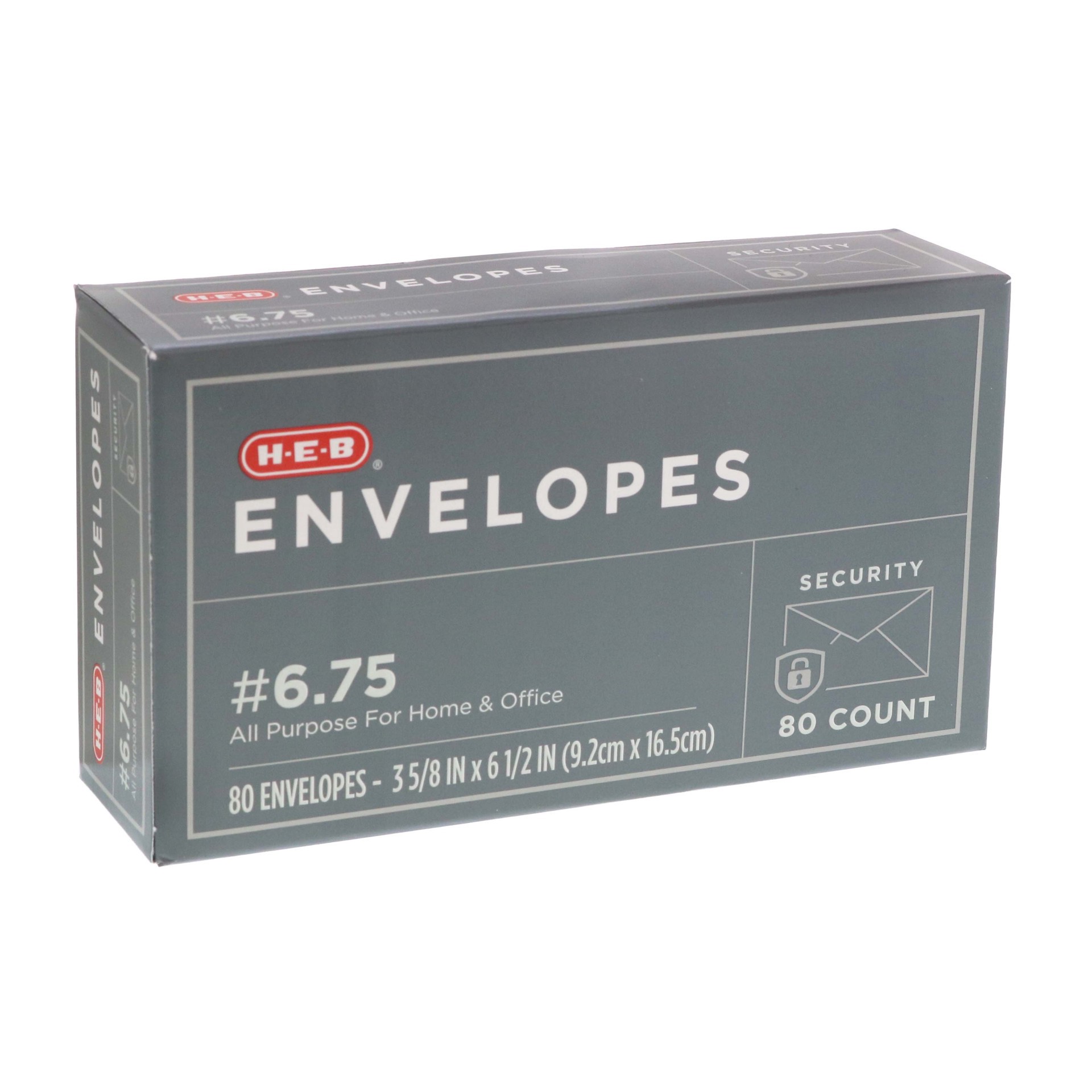 slide 1 of 1, H-E-B #6.75 Security Envelopes, 80 ct