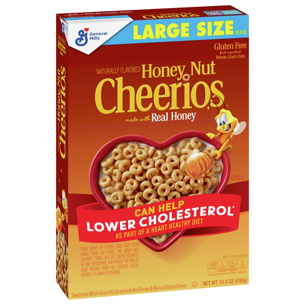 slide 4 of 9, Cheerios Honey Nut Cheerios Cereal, Limited Edition Happy Heart Shapes, Heart Healthy Cereal With Whole Grain Oats, Large Size, 15.4 oz, 15.4 oz