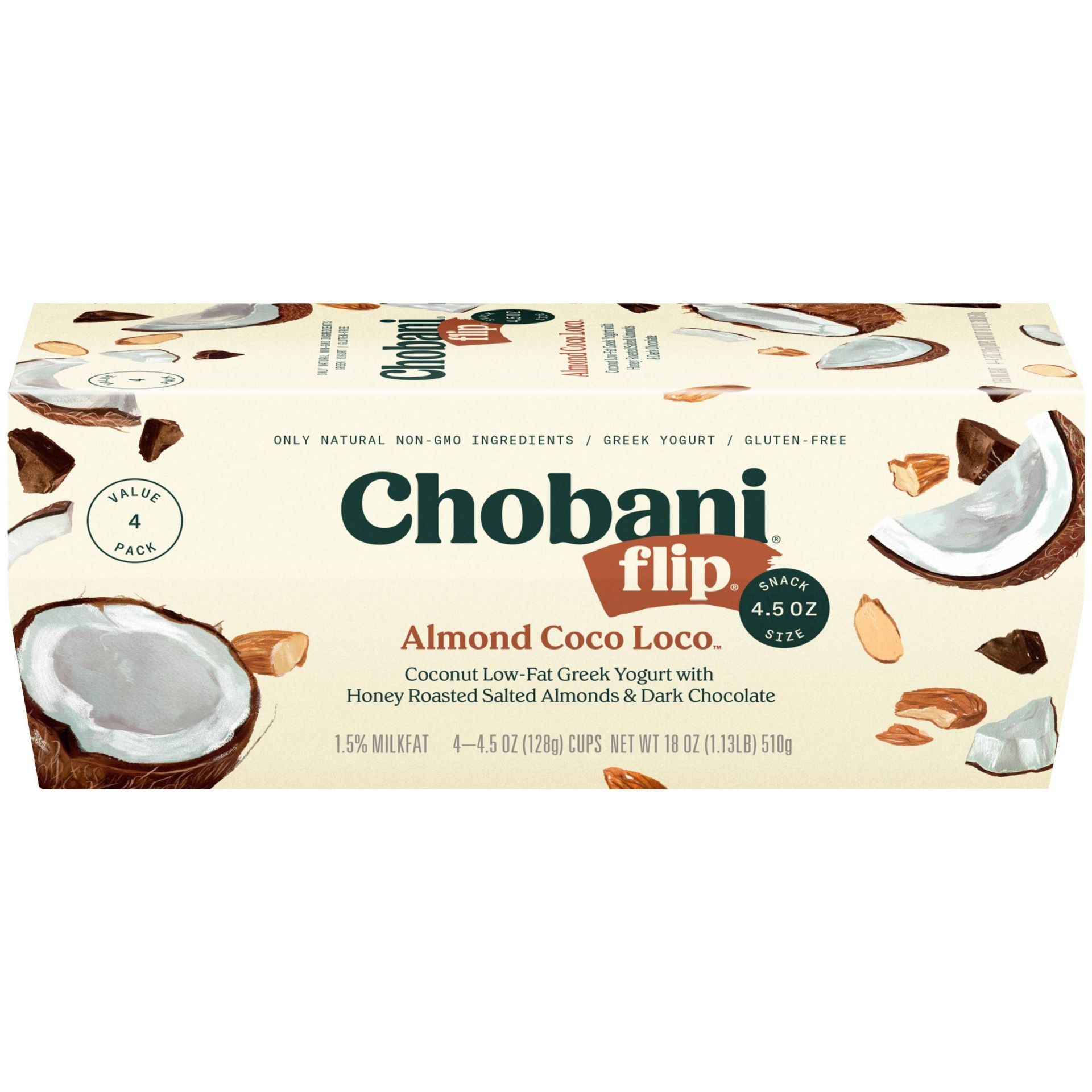 slide 1 of 1, Chobani Flip Chocolate Almond Coco Loco Greek Yogurt - 4ct/4.5oz Cups, 4 ct; 4.5 oz