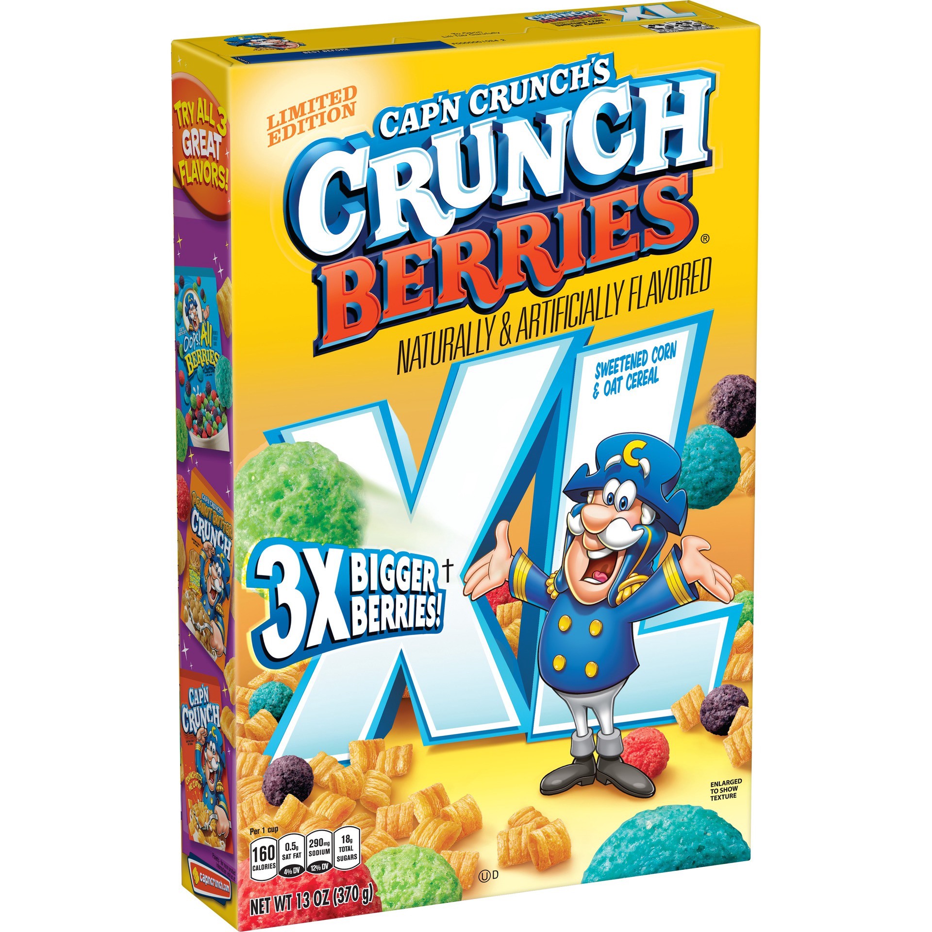 slide 1 of 6, Cap'n Crunch 3X Bigger Pieces Sweetened Corn & Oat Cereal Crunch Berries 13 Oz, 13 oz