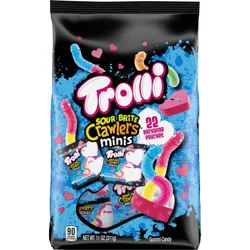 Trolli Valentine's Mini Sour Brite Crawlers Classroom Exchange Pouches, 22 count