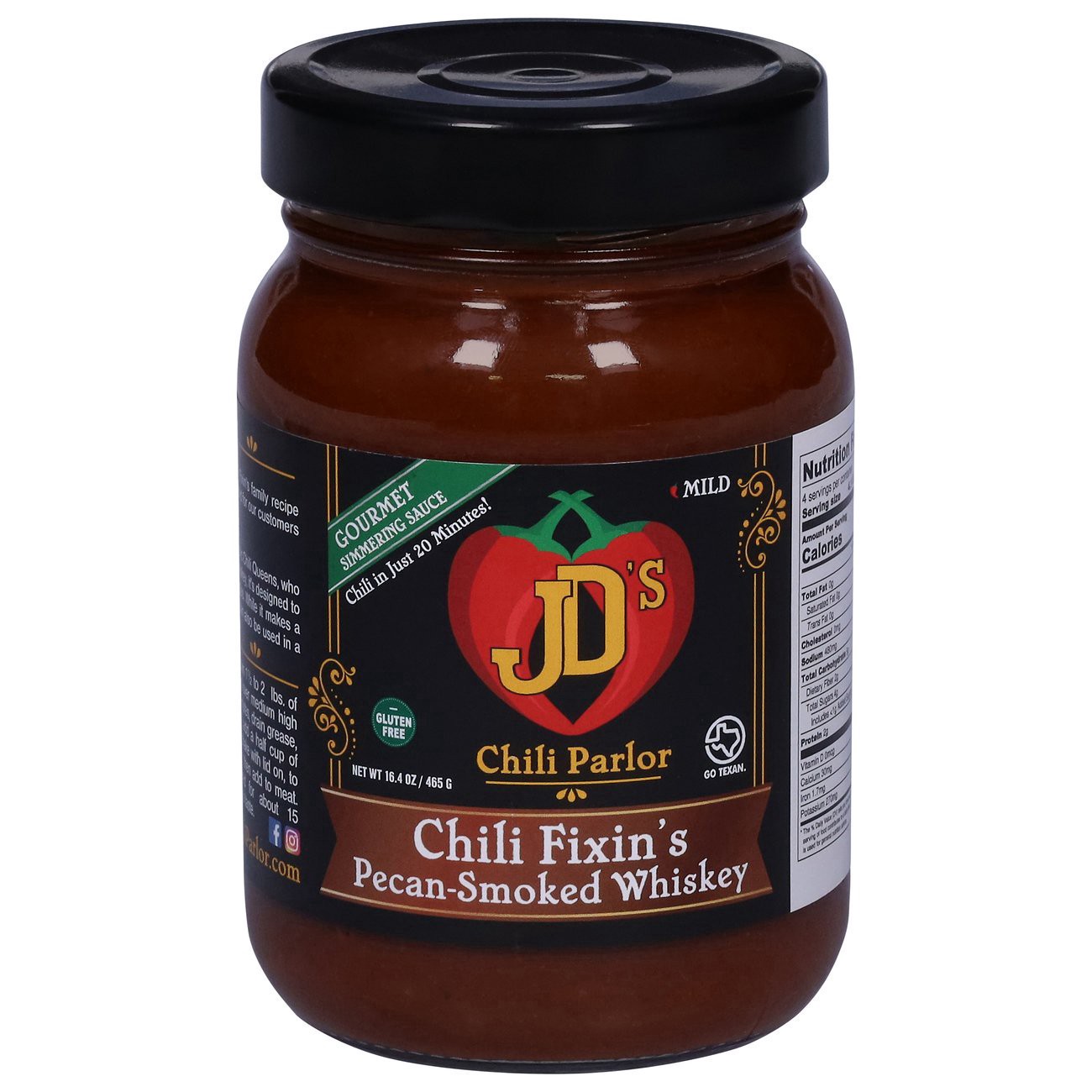 slide 1 of 1, JD's Chili Parlor Gourmet Mild Chili Fixin's Pecan-Smoked Whiskey Simmering Sauce 16.4 oz, 16.4 oz