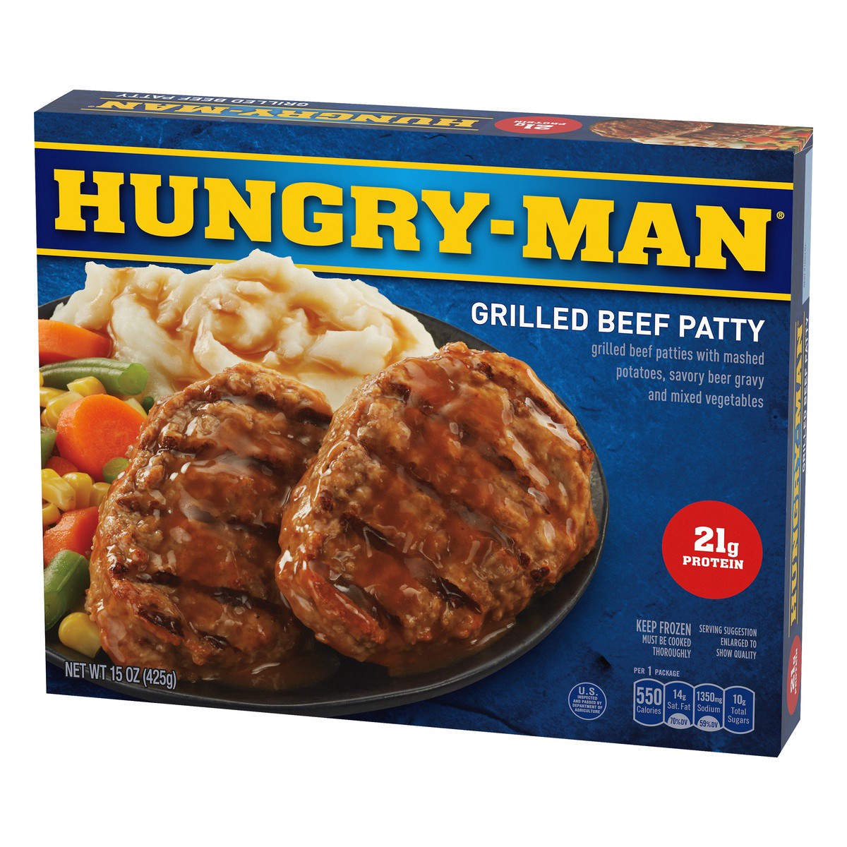 slide 10 of 10, Hungry-Man Grilled Beef Patty, Frozen Meal, 15 oz, 15 oz
