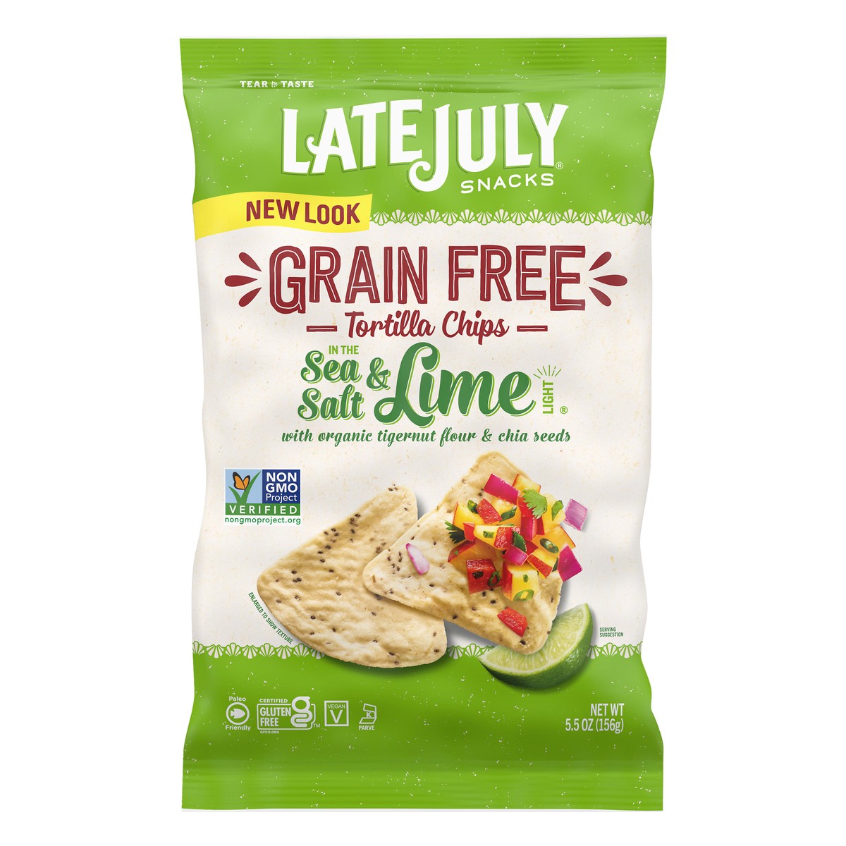 slide 1 of 9, Late July No Grain Sea Salt Lime Chips - 5.5 Oz, 5.5 oz