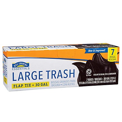 slide 1 of 1, Hill Country Fare Easy Tie Flaps 30 Gallon Trash Bags, 10 ct