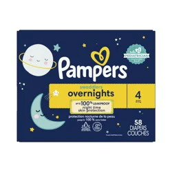 Pampers ZZZ Overnight Diapers, Size 4 (22-37 lbs), 58 Count, Nighttime Protection Disposable Baby Diaper