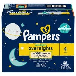 Pampers Swaddlers Overnight Diapers Size 4 58 count