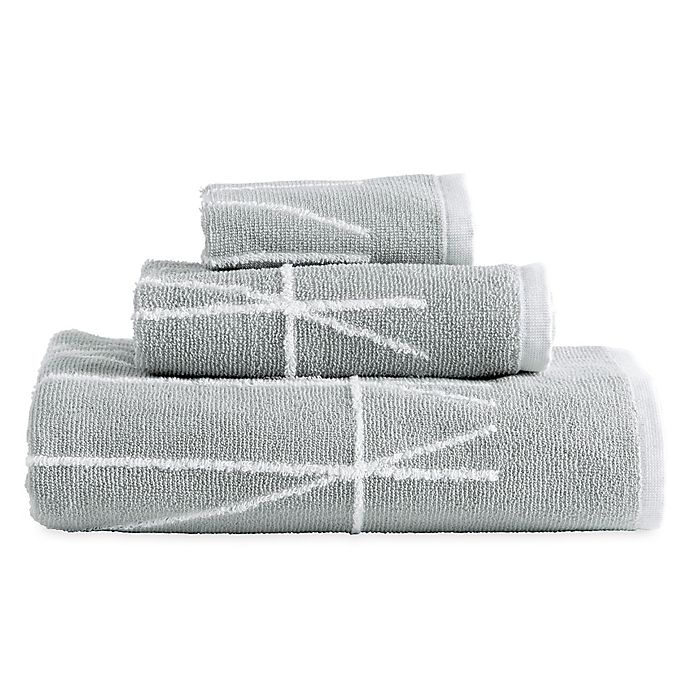 slide 1 of 1, DKNY Geometrix Fingertip Towel - White/Slate, 1 ct