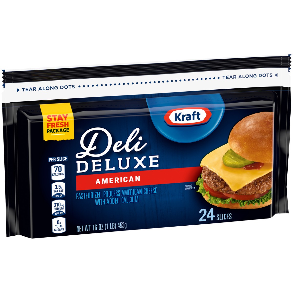 slide 5 of 8, Kraft Deli Deluxe American Cheese Slices, 1.0 lb
