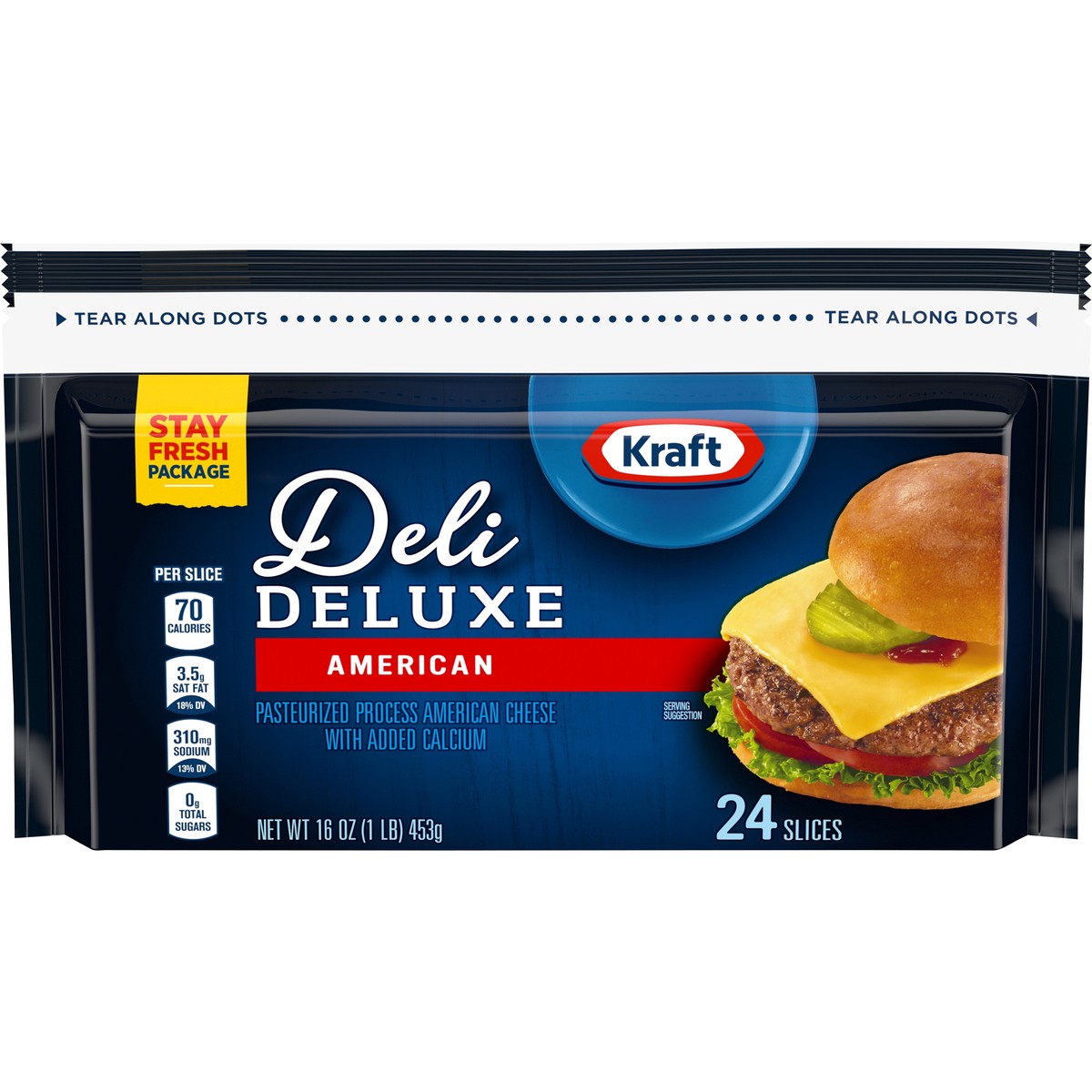 slide 1 of 8, Kraft Deli Deluxe American Cheese Slices, 1.0 lb
