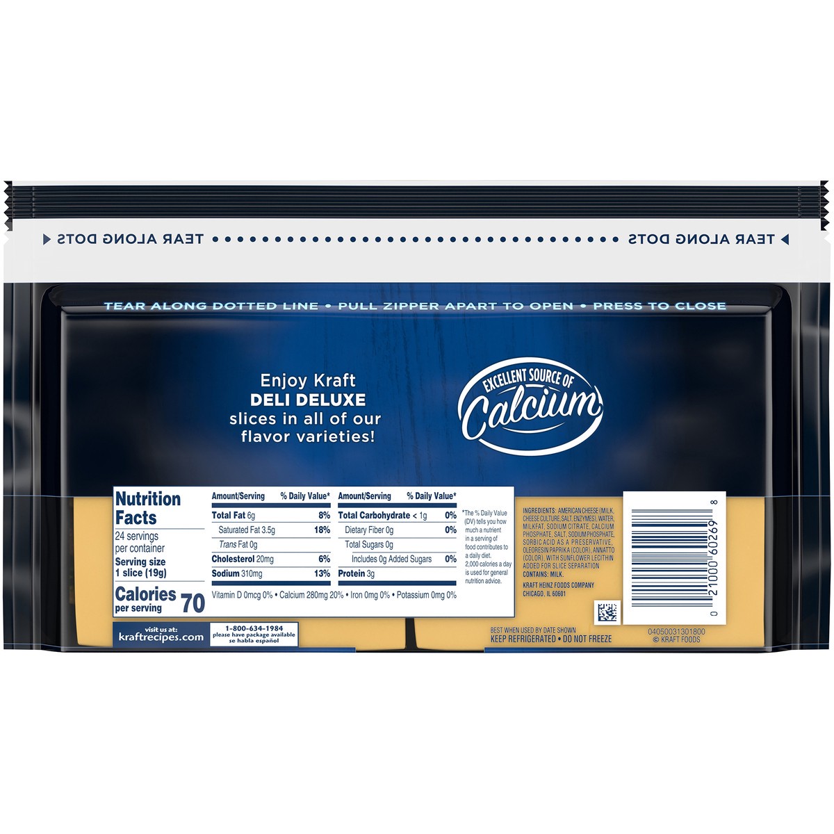 slide 4 of 8, Kraft Deli Deluxe American Cheese Slices, 1.0 lb