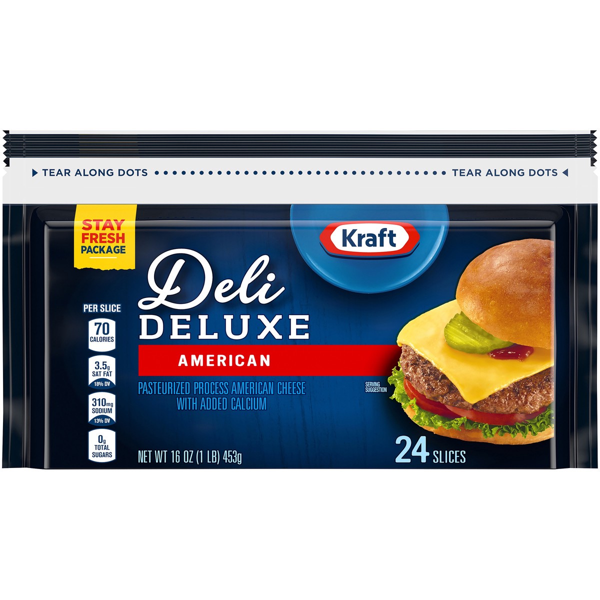 slide 2 of 8, Kraft Deli Deluxe American Cheese Slices, 1.0 lb