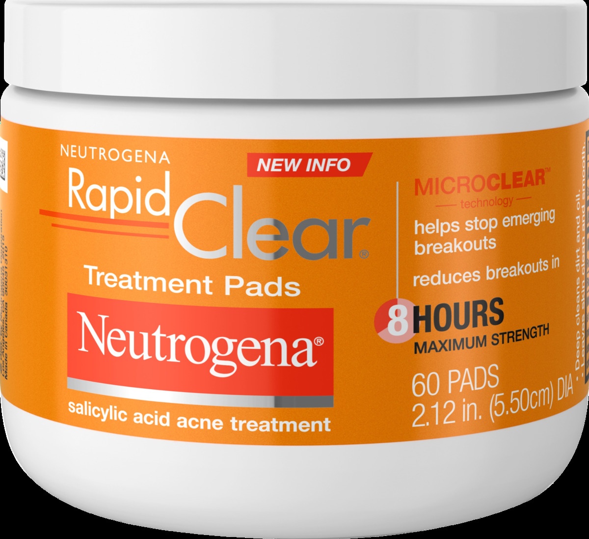 slide 4 of 5, Neutrogena Rapid Clear Maximum Strength Acne Face Pads with 2% Salicylic Acid Acne Treatment Medication to Help Fight Breakouts, Oil-Free Facial Cleansing Pads for Acne-Prone Skin, 60 ct