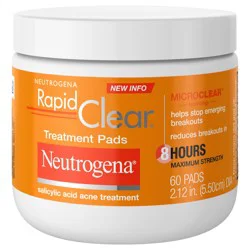 Neutrogena Rapid Clear Maximum Strength Acne Facial Pads, 60 ct