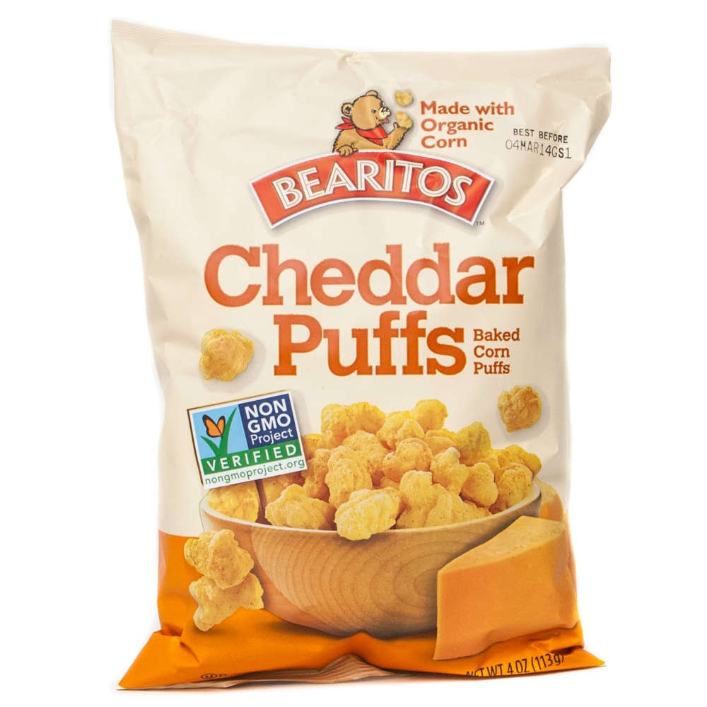 slide 1 of 1, Bearitos Puffs Cheddar Organic, 4 oz