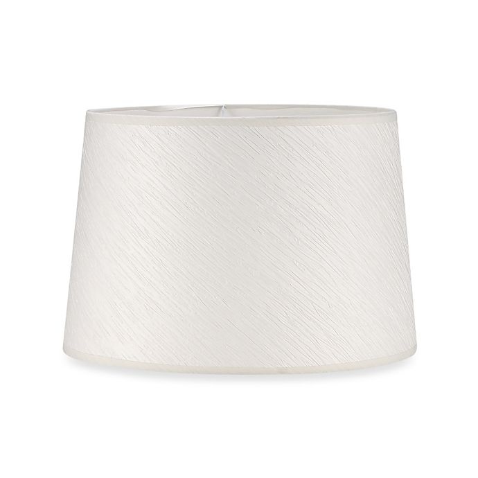 slide 1 of 1, Adesso Medium Crinkle Paper Hardback Drum Lamp Shade - White, 15 in