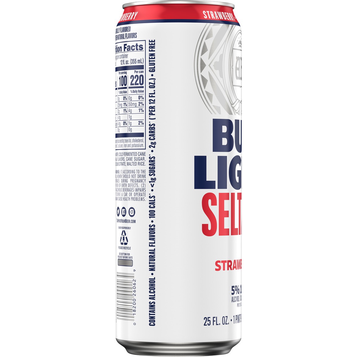 slide 3 of 7, Bud Light Seltzer Strawberry, 5% ABV, 25 oz