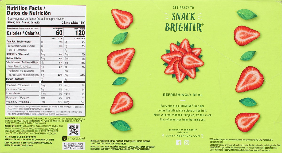 slide 3 of 9, Outshine Strawberry Fruit Bars Value Pack 12 ea, 12 ct