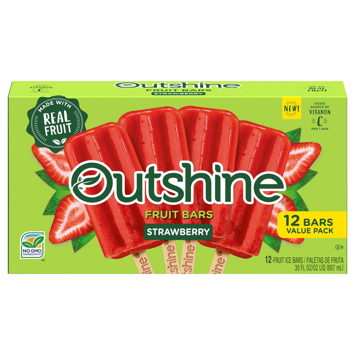 slide 1 of 9, Outshine Strawberry Fruit Bars Value Pack 12 ea, 12 ct