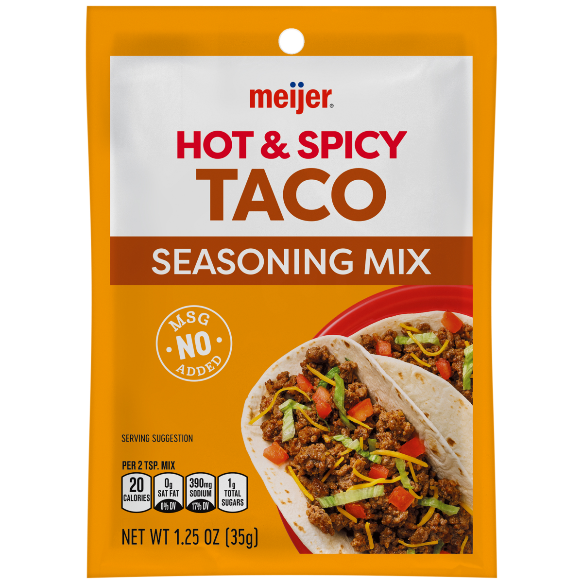 slide 1 of 5, Meijer Hot & Spicy Taco Seasoning Mix, 1 oz