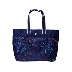 Geckobrands Oversized Beach Tote Navy Fireworks