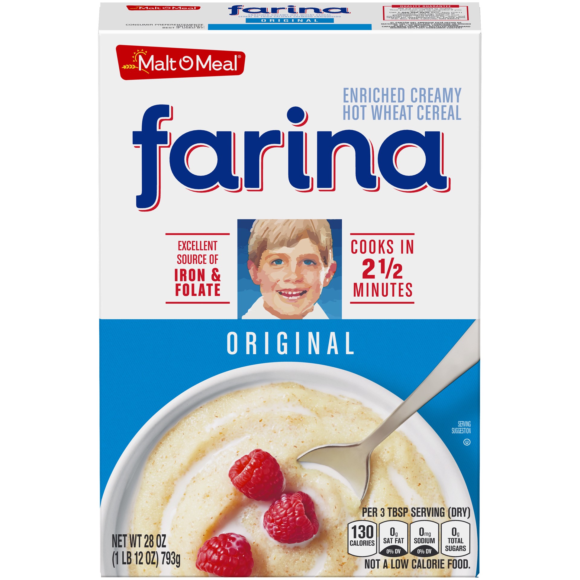 slide 1 of 12, Malt-O-Meal Farina, Original Farina Breakfast Cereal, Quick Cooking, 28 Ounce – 1 count, 28 oz