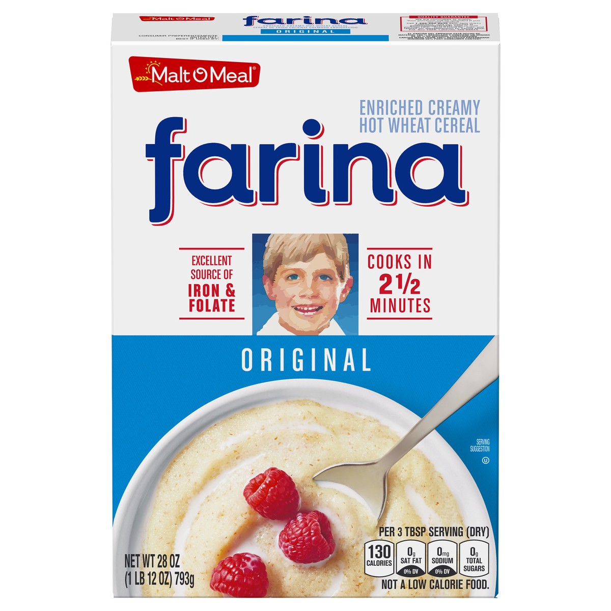 slide 1 of 12, Malt-O-Meal Farina, Original Farina Breakfast Cereal, Quick Cooking, 28 Ounce – 1 count, 28 oz