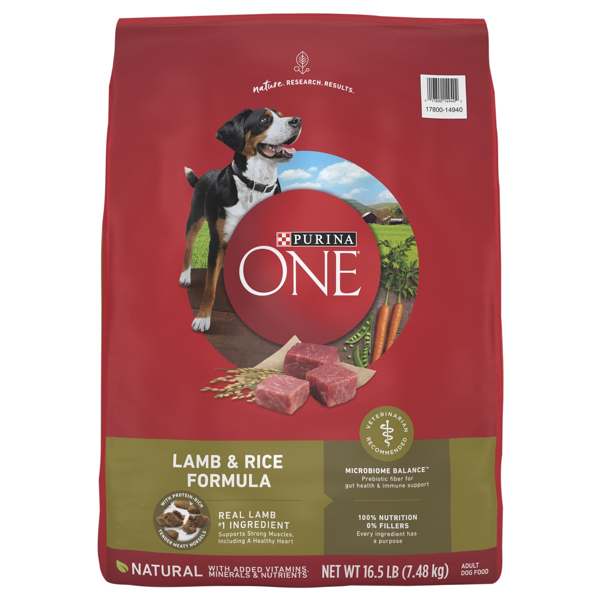 slide 1 of 8, Purina ONE Dry Dog Food Lamb and Rice Formula - 16.5 lb. Bag, 16.5 lb